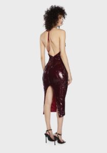 Wine Speakeasy Romance Sequin Maxi Dress sold by Dolls Kill