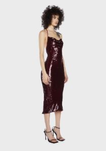Wine Speakeasy Romance Sequin Maxi Dress sold by Dolls Kill