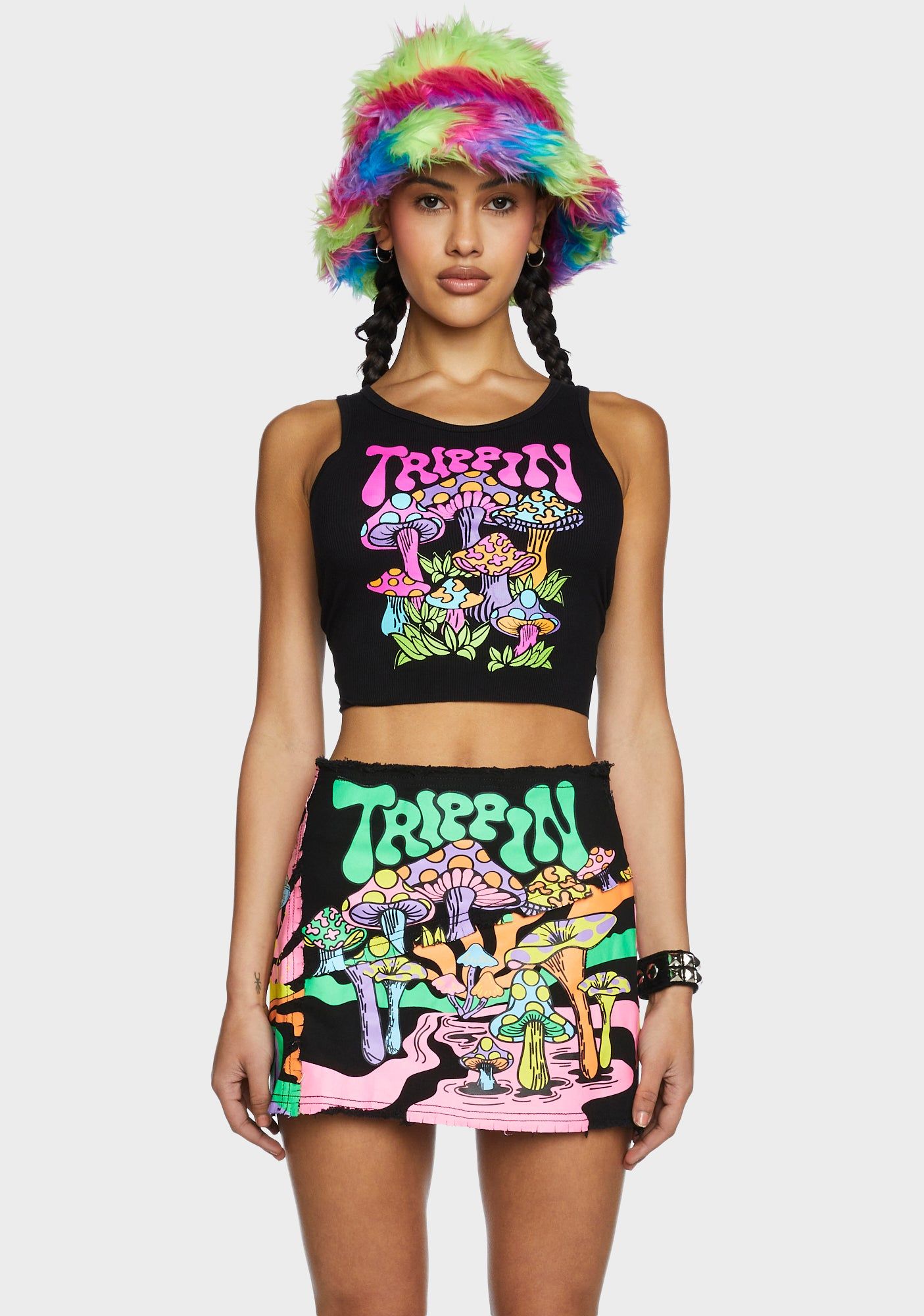 Technicolor Trip Graphic Tank sold by Dolls Kill