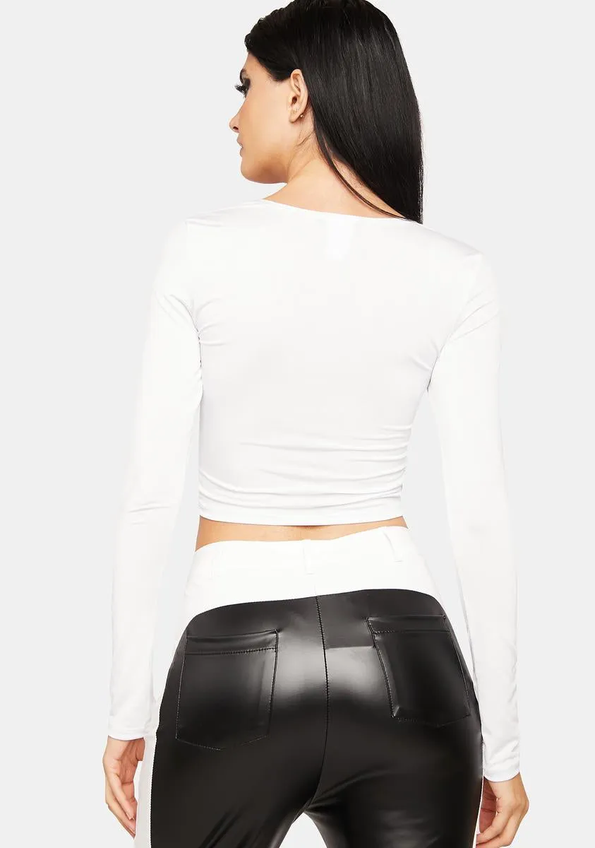 Blanc Gift Of A Friend Long Sleeve Crop Top sold by Dolls Kill product image thumbnail 4