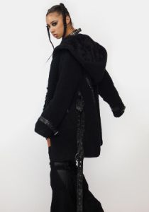 Goth Daily Fleece Hooded Coat sold by Dolls Kill