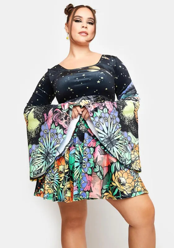 Plus Ethereal World Bell Sleeve Dress sold by Dolls Kill