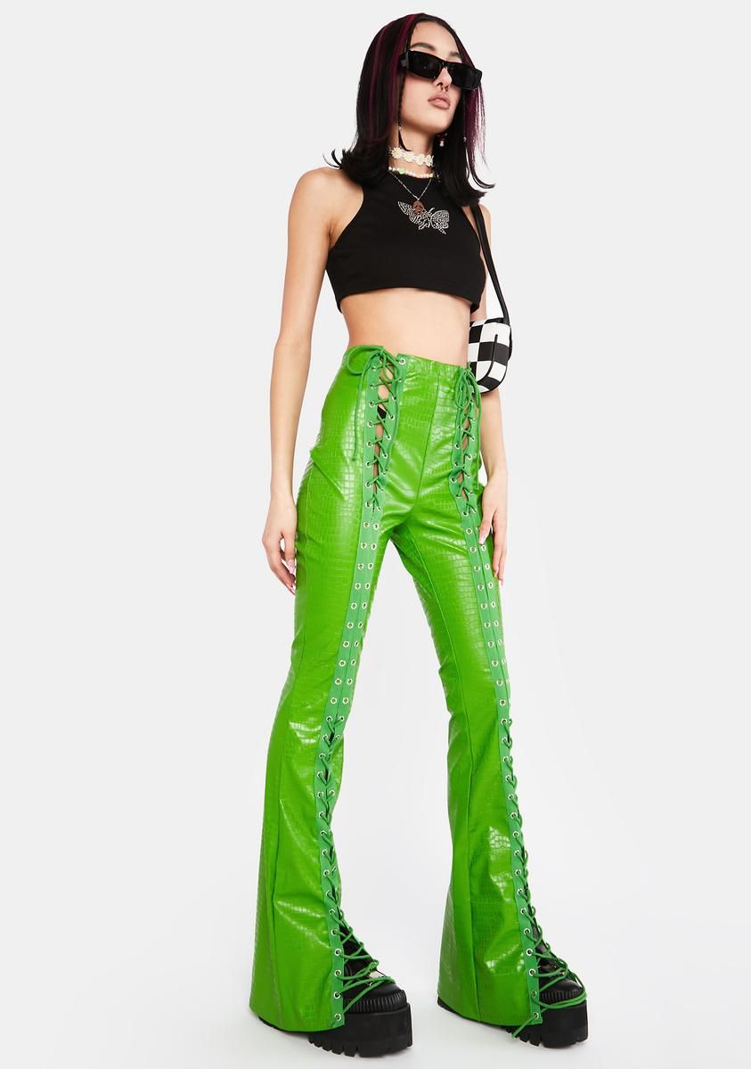 Emerald Stairway To Me Crocodile Pants sold by Dolls Kill product image thumbnail 2