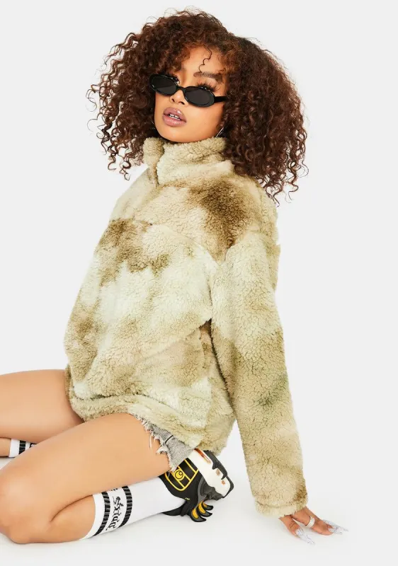 Against The Odds Tie Dye Sherpa Jacket sold by Dolls Kill