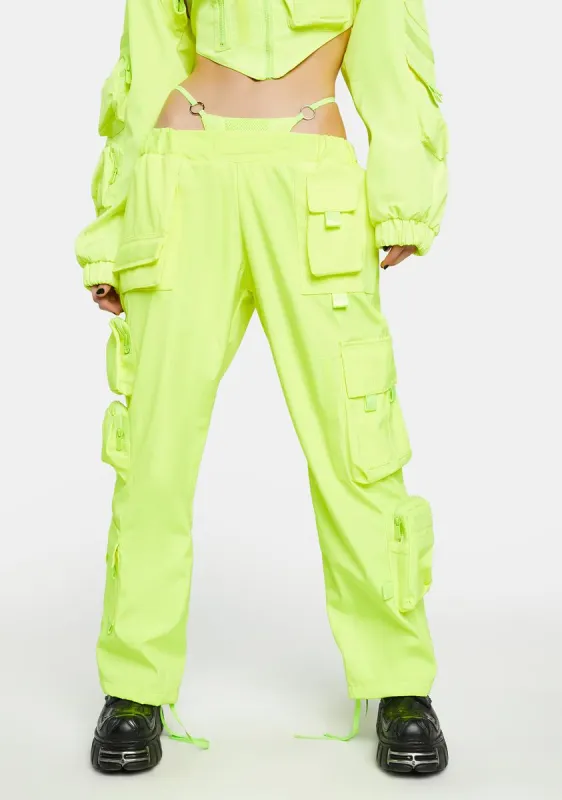 Neon Yellow Tactical Pants With Detachable Thong sold by Dolls Kill