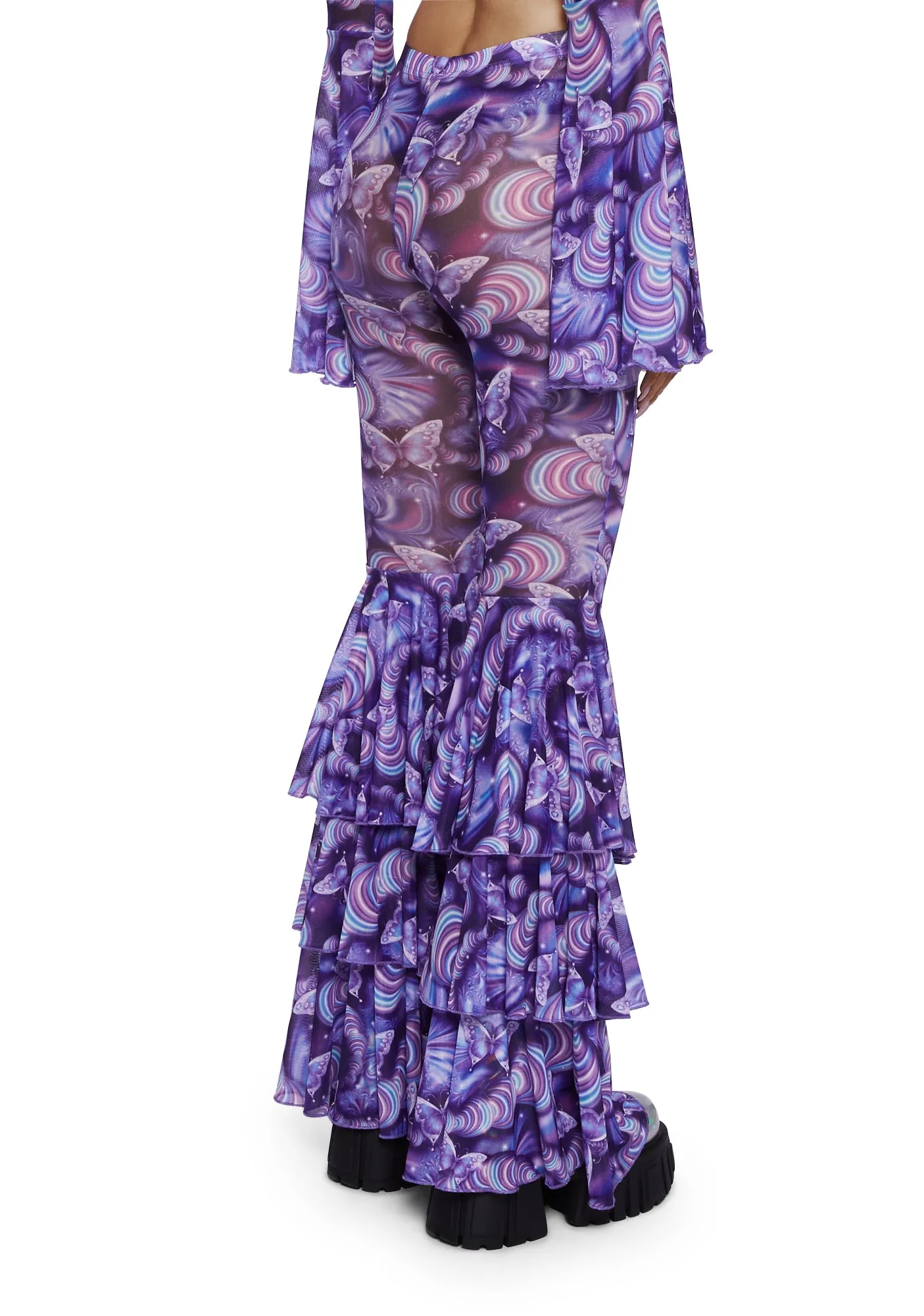 Pixie Wishes Mesh Flare Pants - Purple sold by Dolls Kill product image thumbnail 4