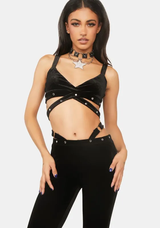 Noir Win Her Back Rhinestone Lounge Set sold by Dolls Kill