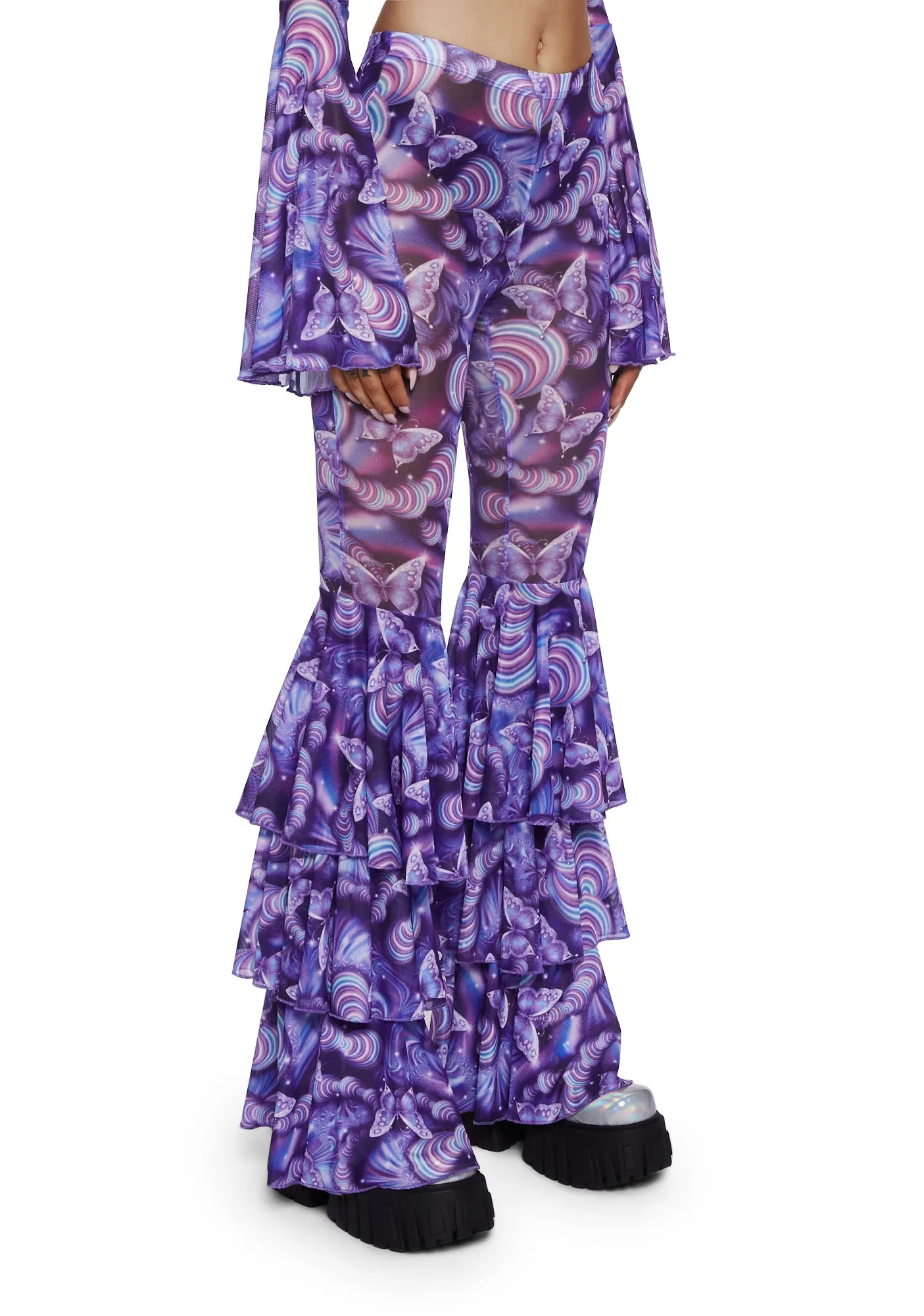 Pixie Wishes Mesh Flare Pants - Purple sold by Dolls Kill product image thumbnail 3