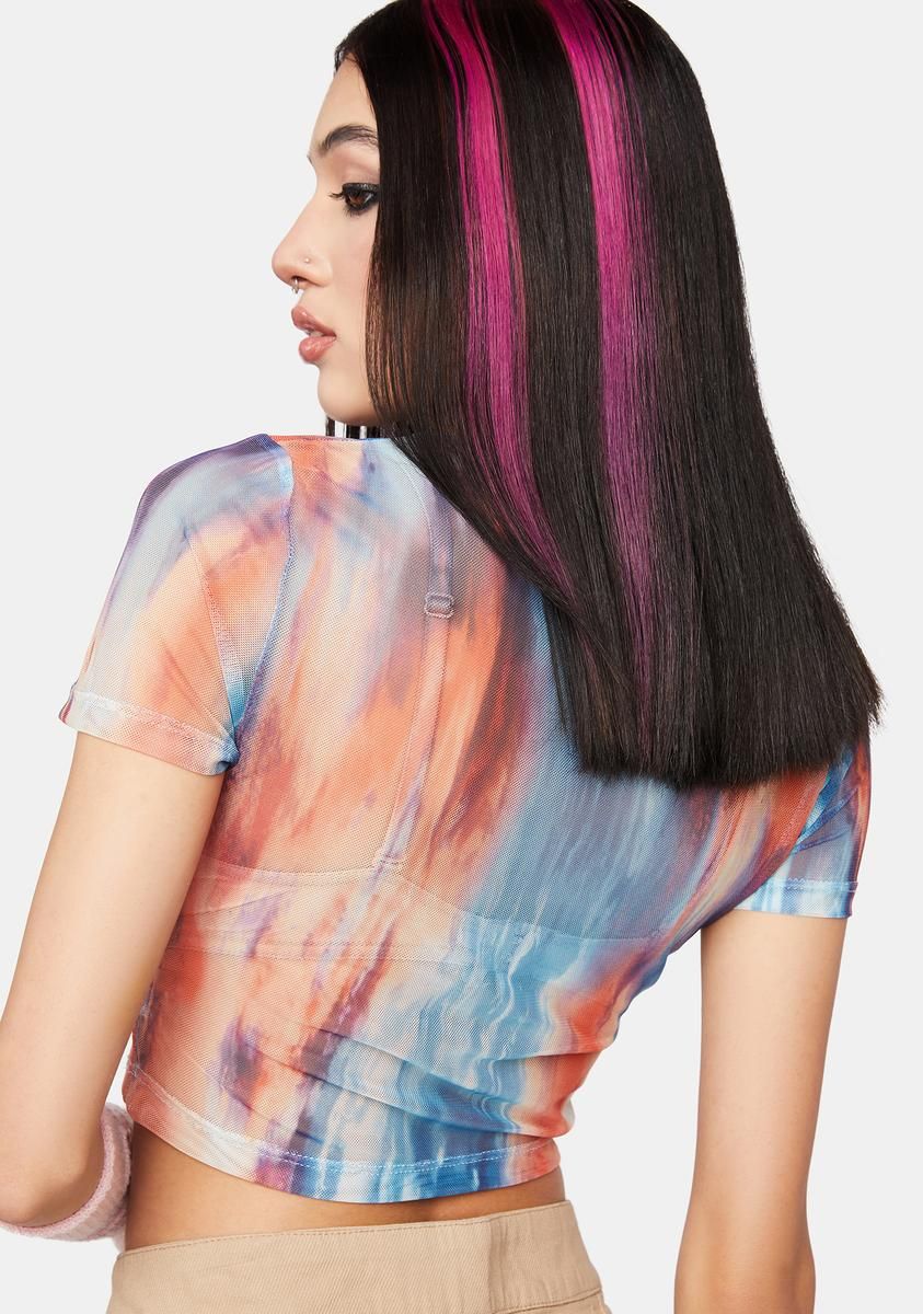 Sunset Print Mesh Baby Tee sold by Dolls Kill product image thumbnail 4