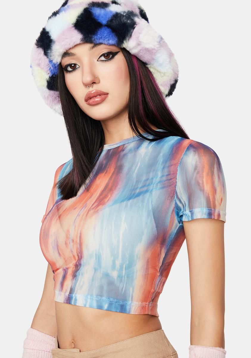 Sunset Print Mesh Baby Tee sold by Dolls Kill product image thumbnail 2