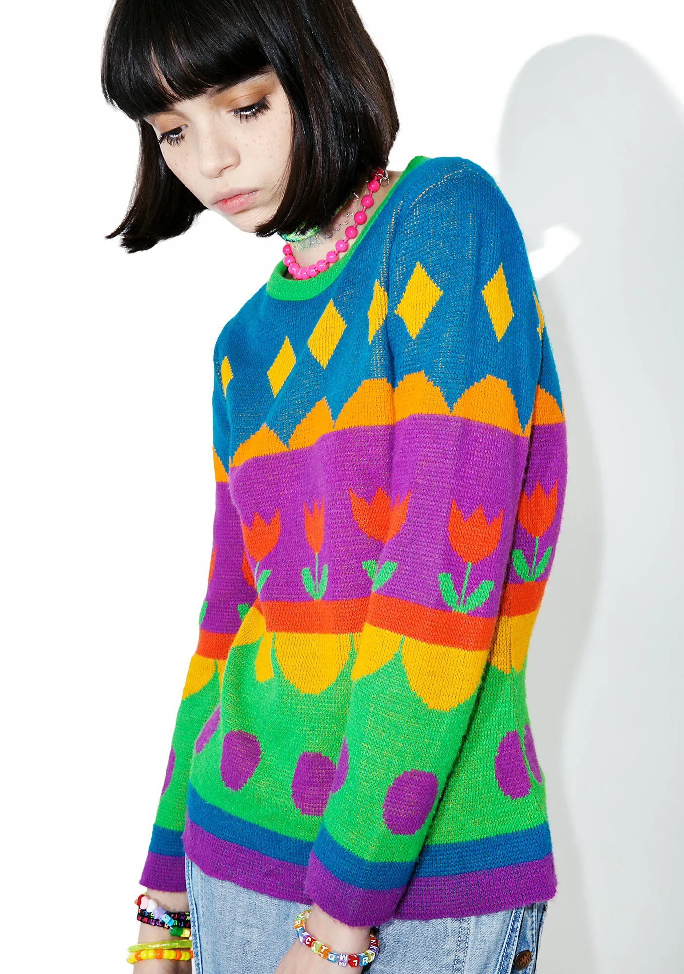 Vintage Rainbow Tulip Sweater sold by Dolls Kill product image thumbnail 3