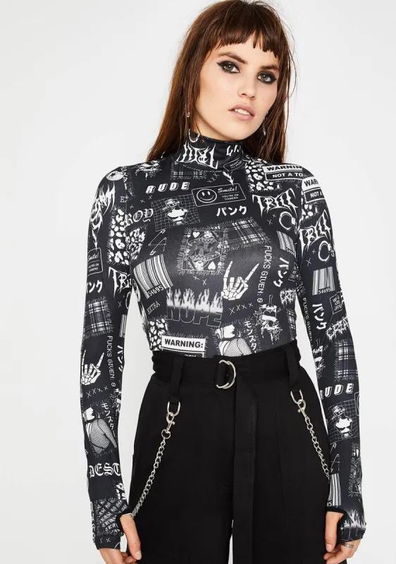 Rising Tension Mock Neck Top sold by Dolls Kill