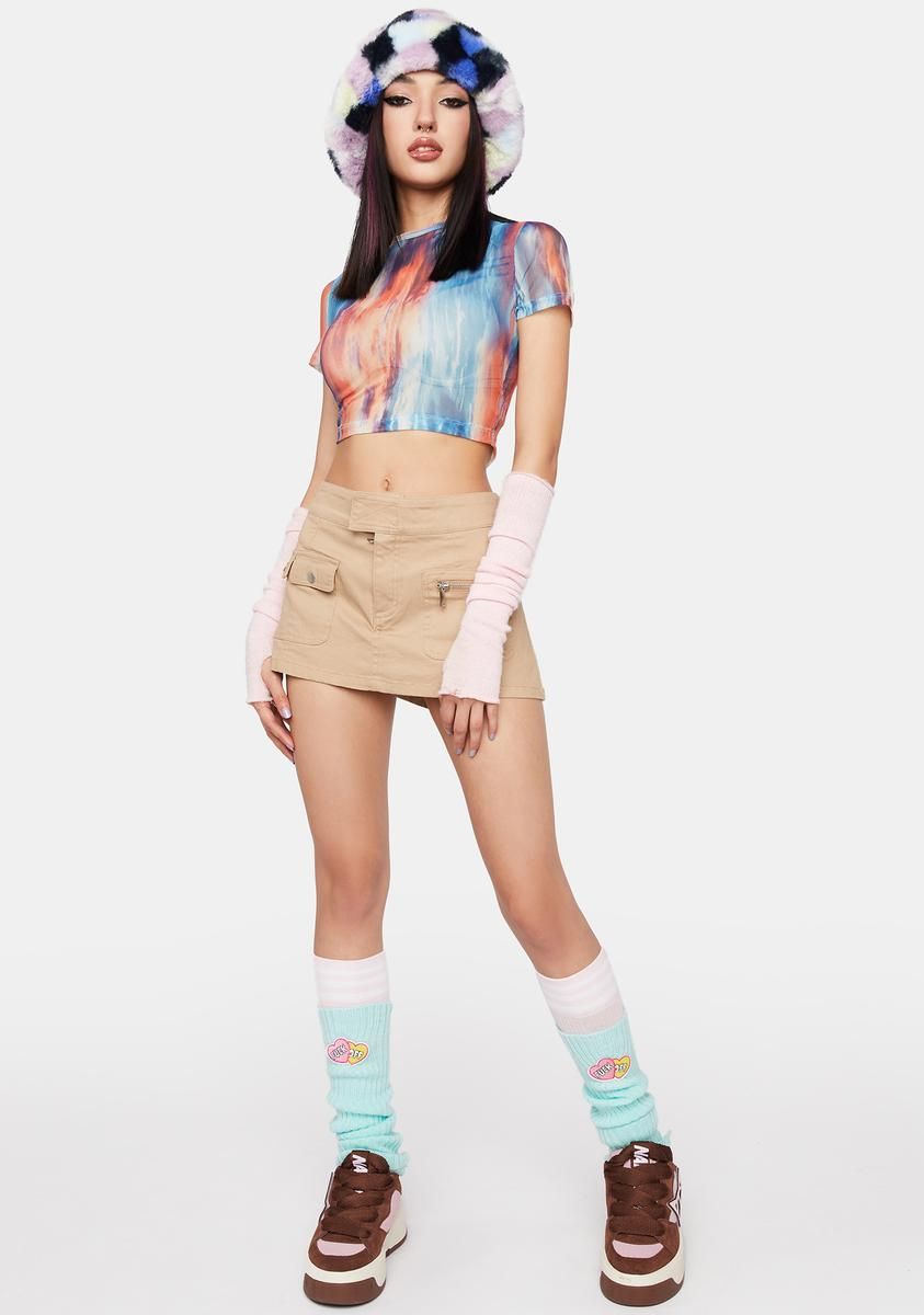 Sunset Print Mesh Baby Tee sold by Dolls Kill product image thumbnail 3