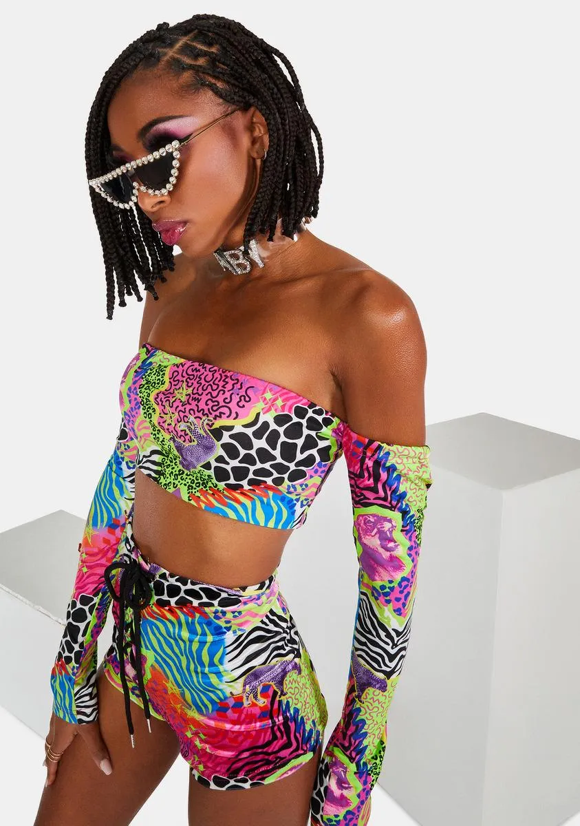 Grounded Print Long Sleeve Bandeau Crop Top sold by Dolls Kill product image thumbnail 2