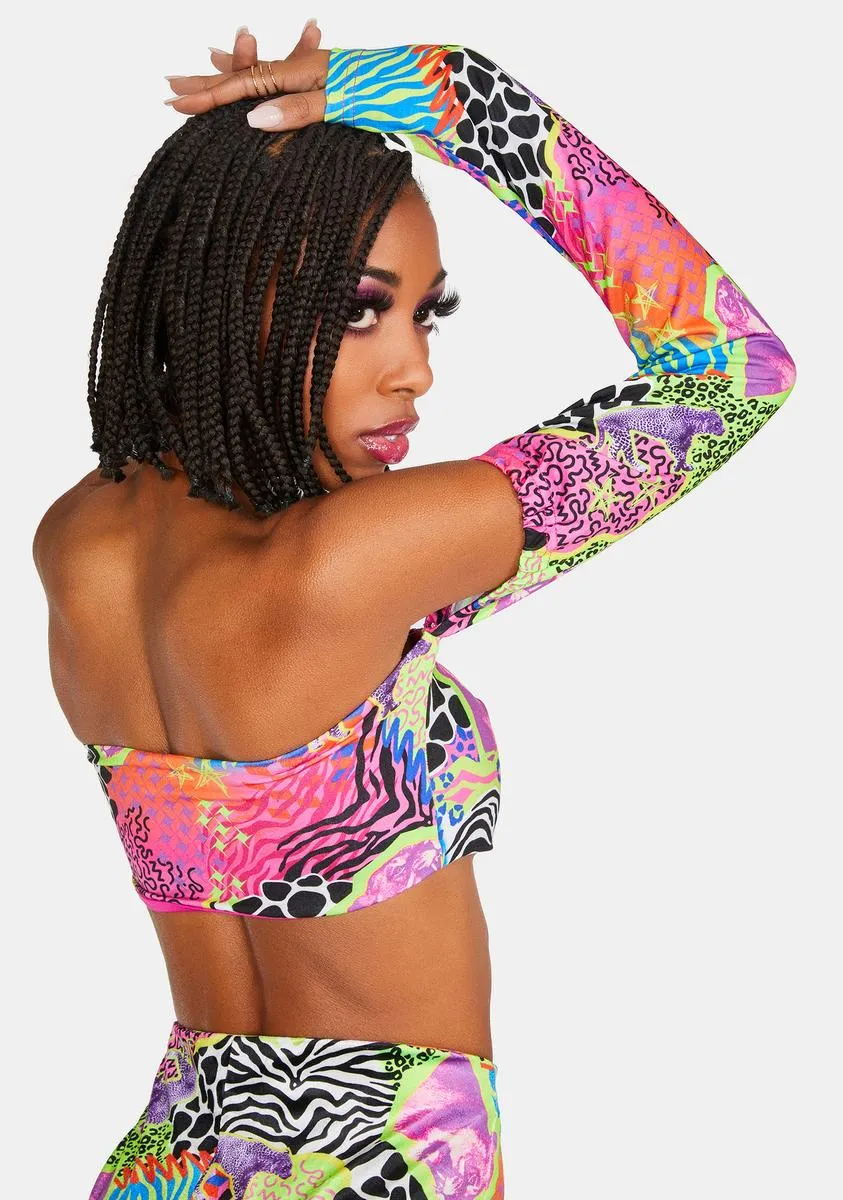 Grounded Print Long Sleeve Bandeau Crop Top sold by Dolls Kill product image thumbnail 4