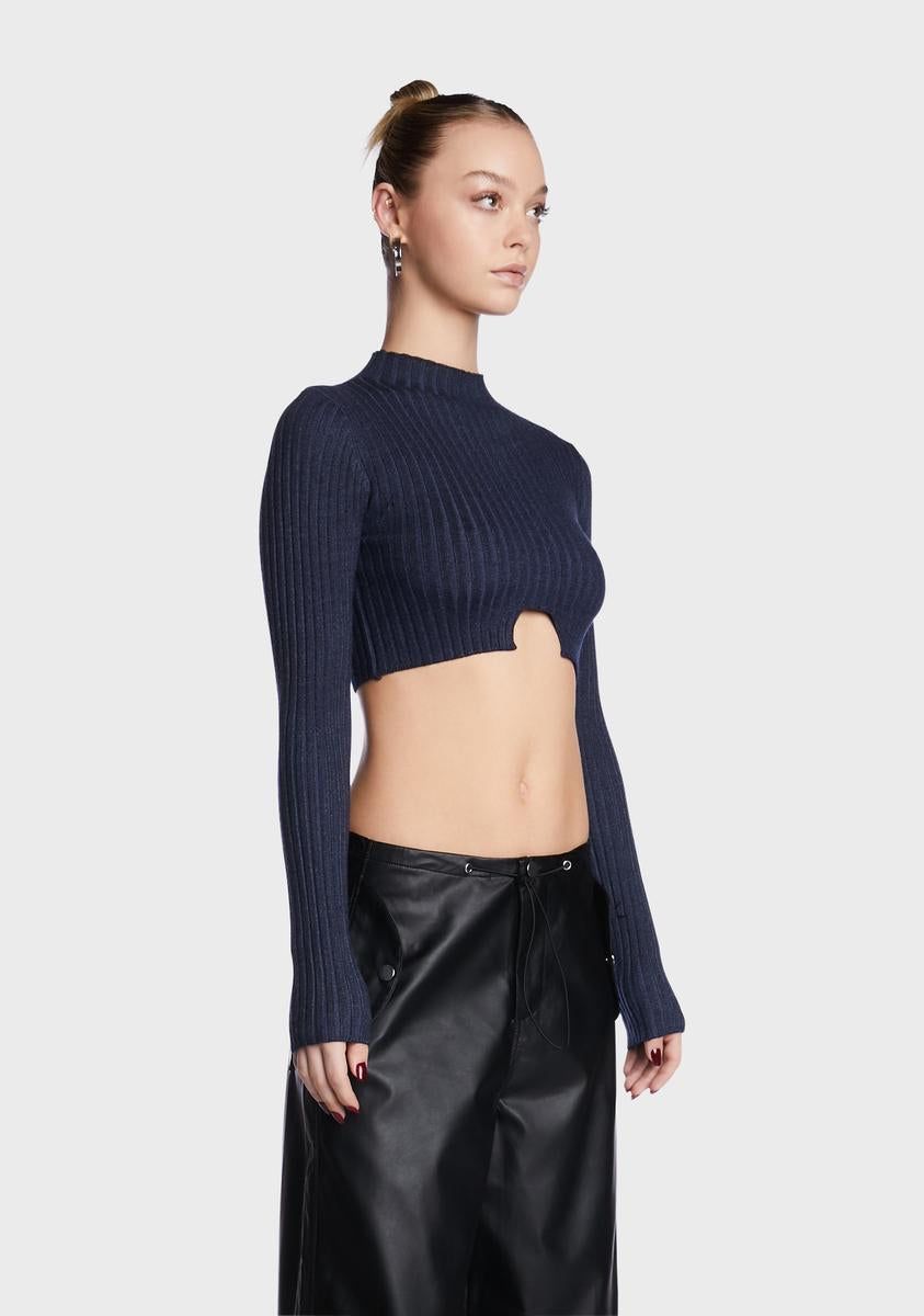 Navy Bonnie Cropped Sweater sold by Dolls Kill product image thumbnail 4