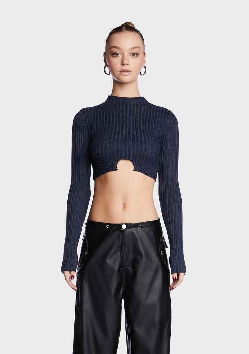Navy Bonnie Cropped Sweater sold by Dolls Kill