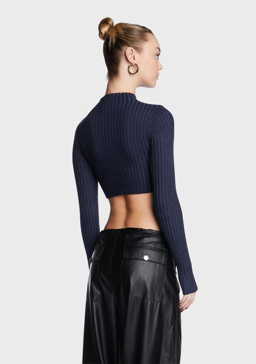 Navy Bonnie Cropped Sweater sold by Dolls Kill product image thumbnail 5