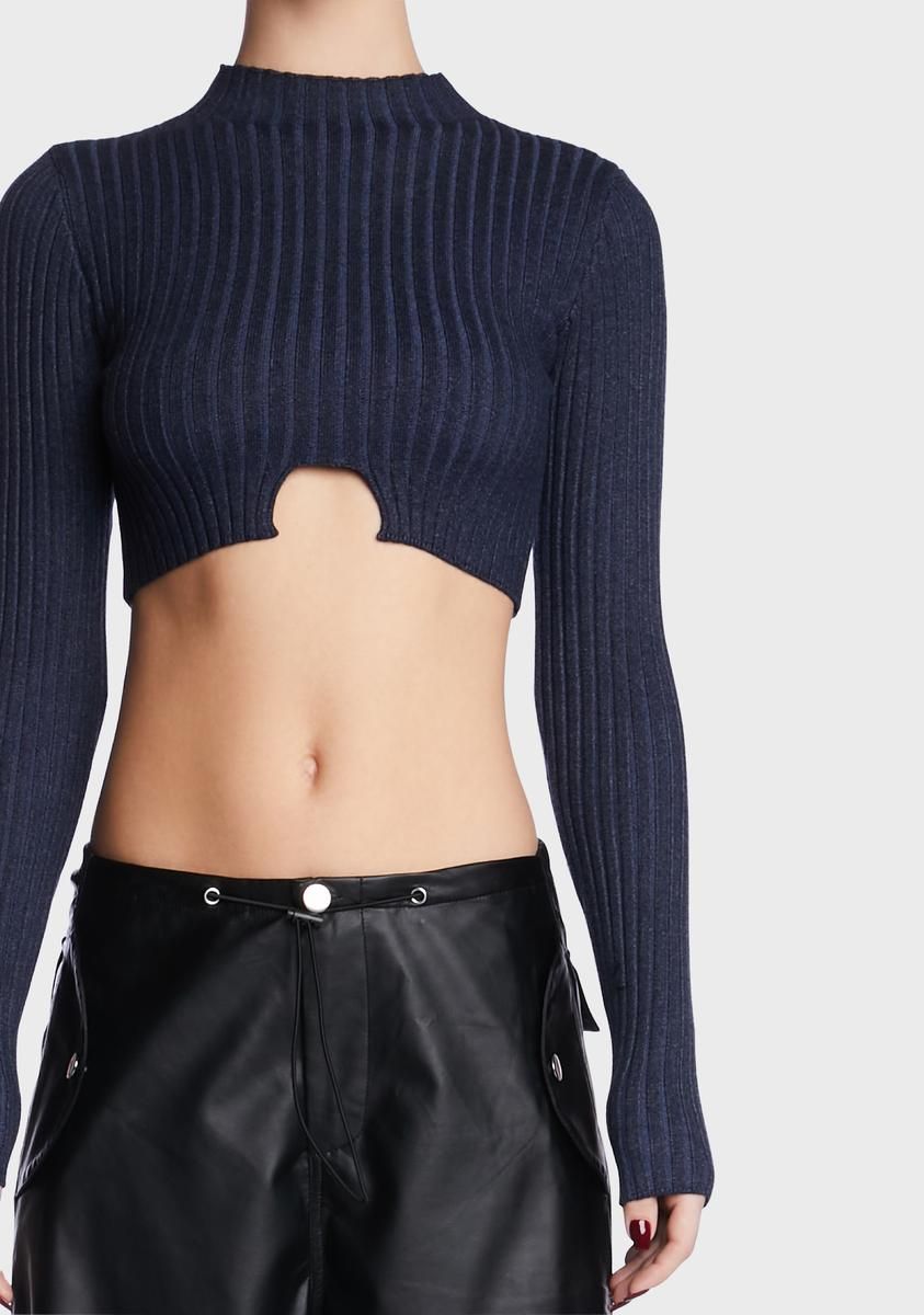 Navy Bonnie Cropped Sweater sold by Dolls Kill product image thumbnail 2