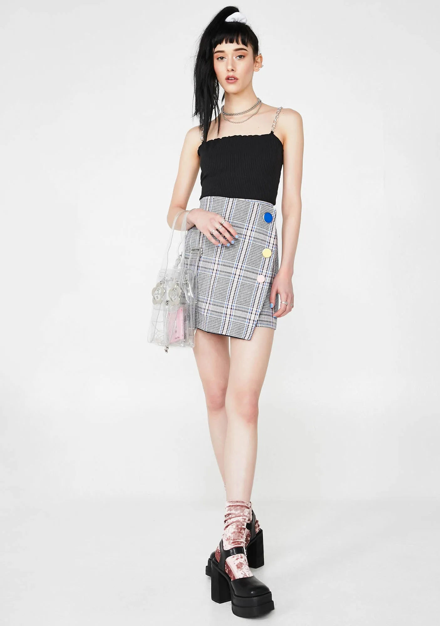 Plaid Mini Skirt With Side Buttons sold by Dolls Kill product image thumbnail 3