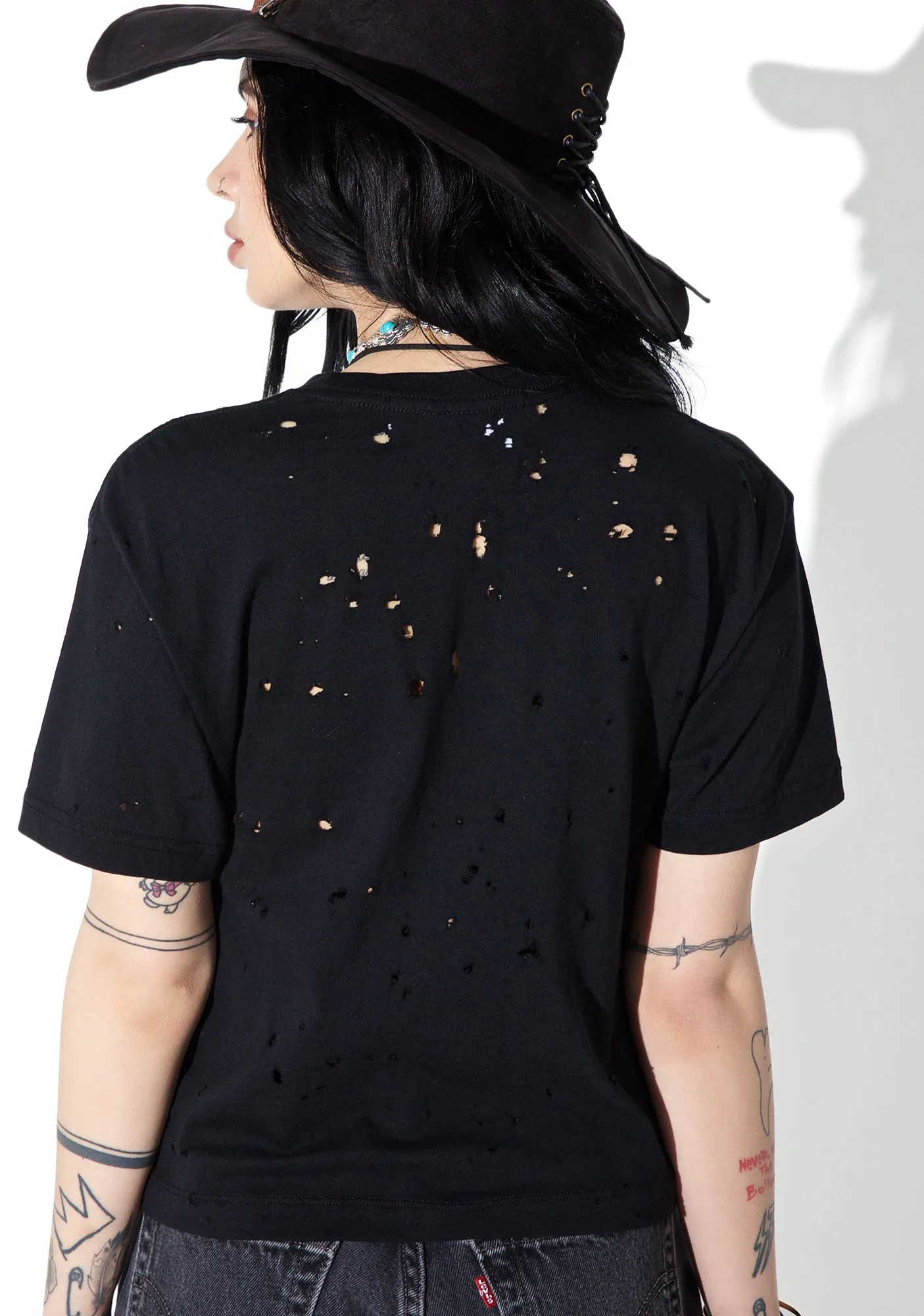 Reworked Distressed Crop Tee sold by Dolls Kill product image thumbnail 4