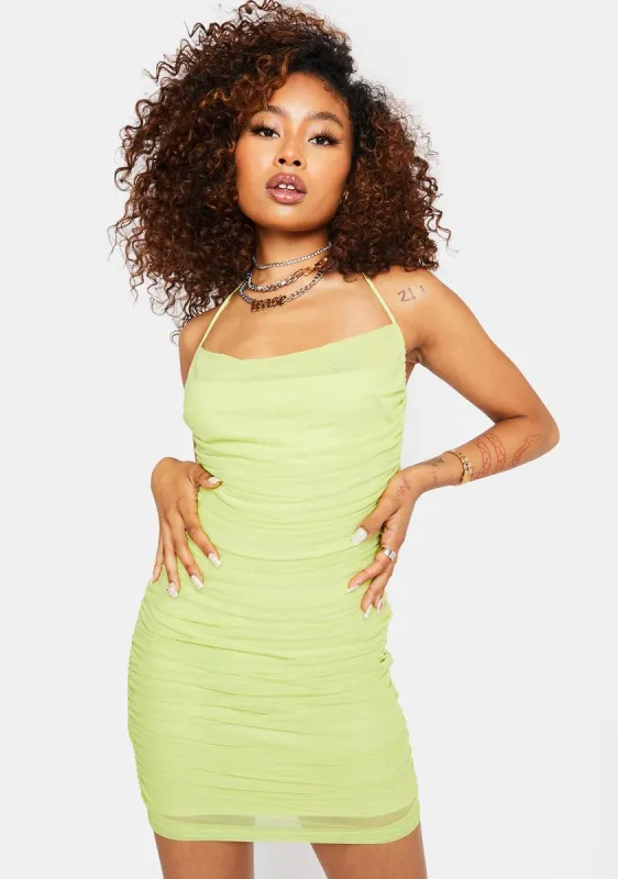 Key Lime Ruched Mini Dress sold by Dolls Kill