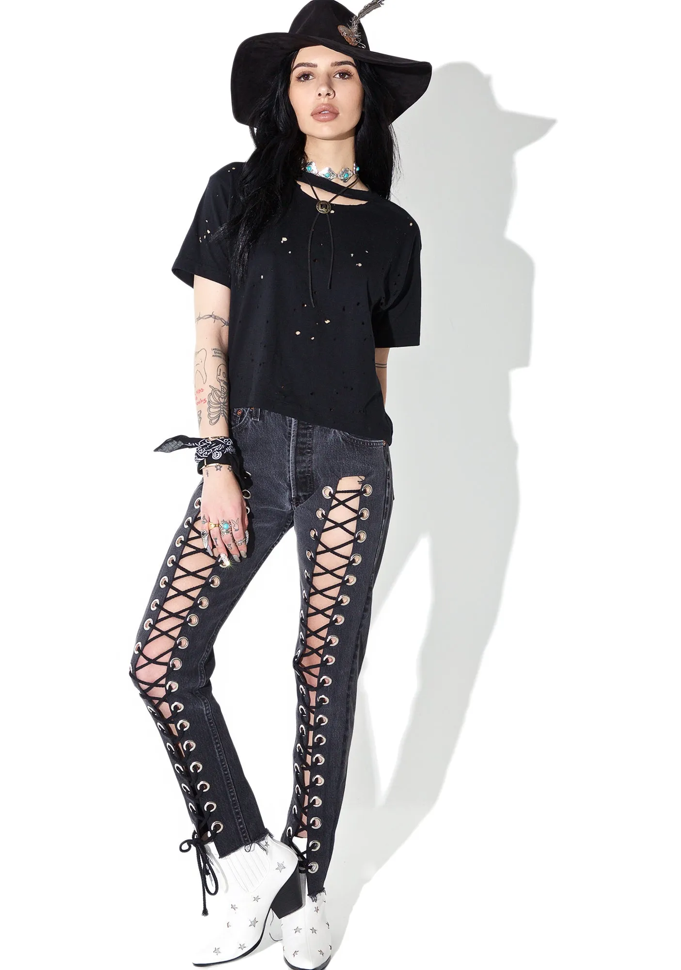 Reworked Distressed Crop Tee sold by Dolls Kill product image thumbnail 5