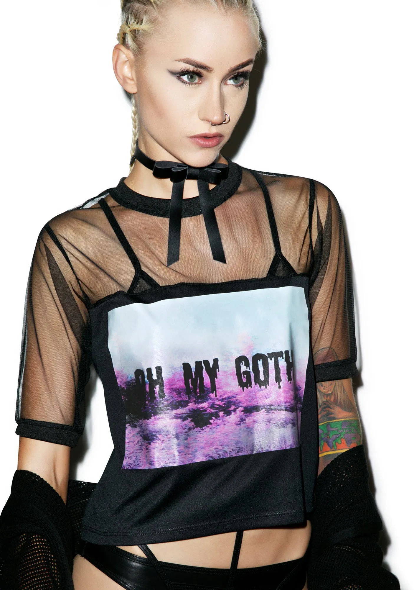 Oh My Goth Mesh Crop Top sold by Dolls Kill product image thumbnail 3