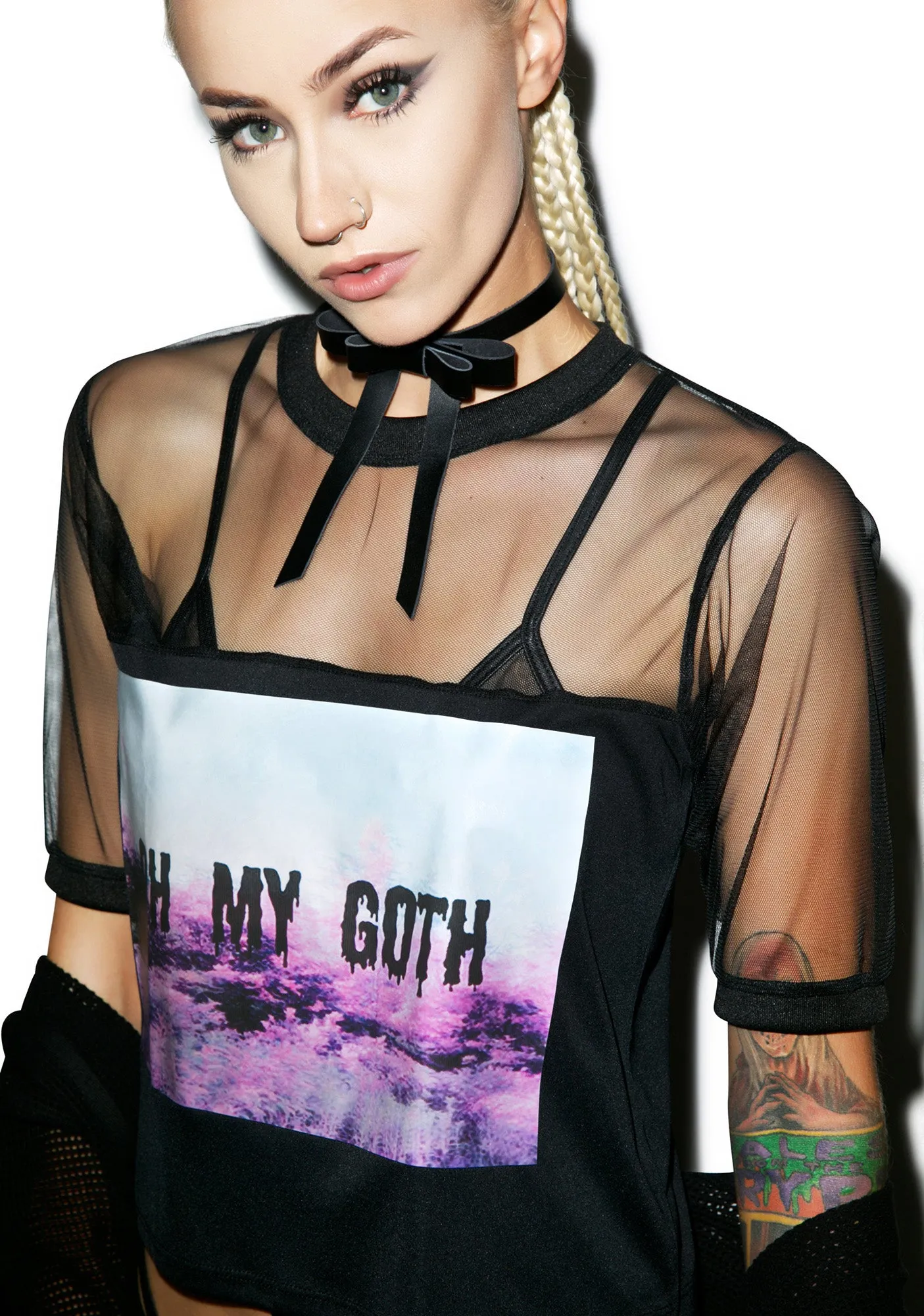Oh My Goth Mesh Crop Top sold by Dolls Kill product image thumbnail 4