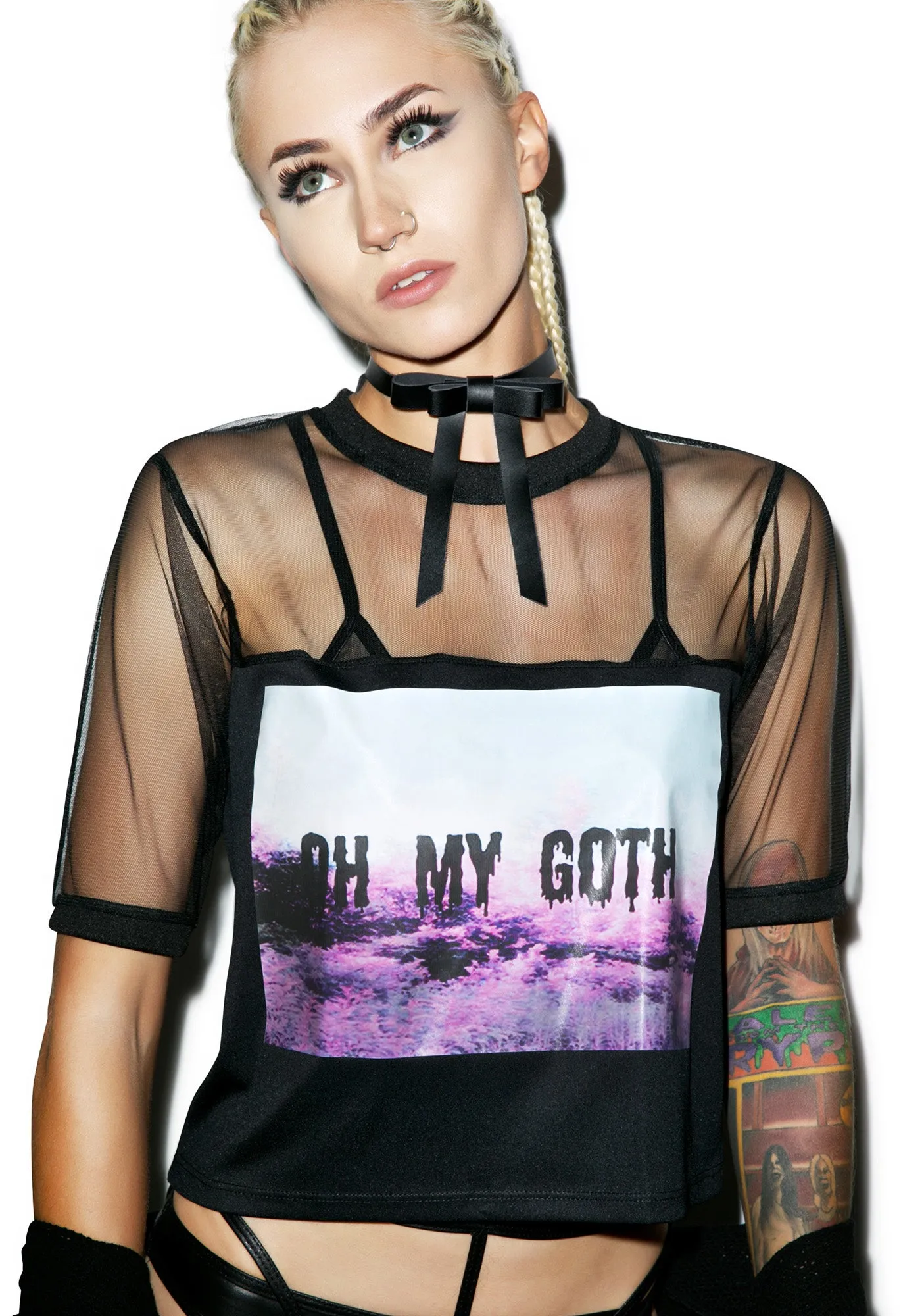 Oh My Goth Mesh Crop Top sold by Dolls Kill product image thumbnail 5