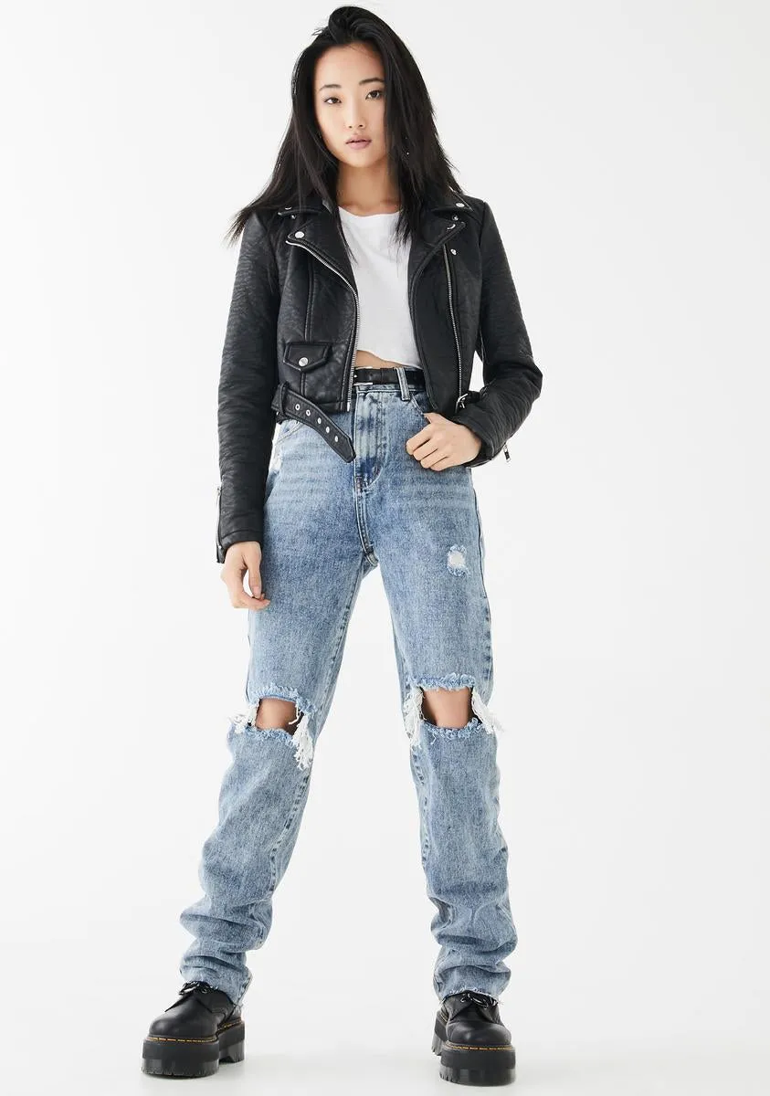 Mid Wash Long Straight Leg Jeans sold by Dolls Kill product image thumbnail 3