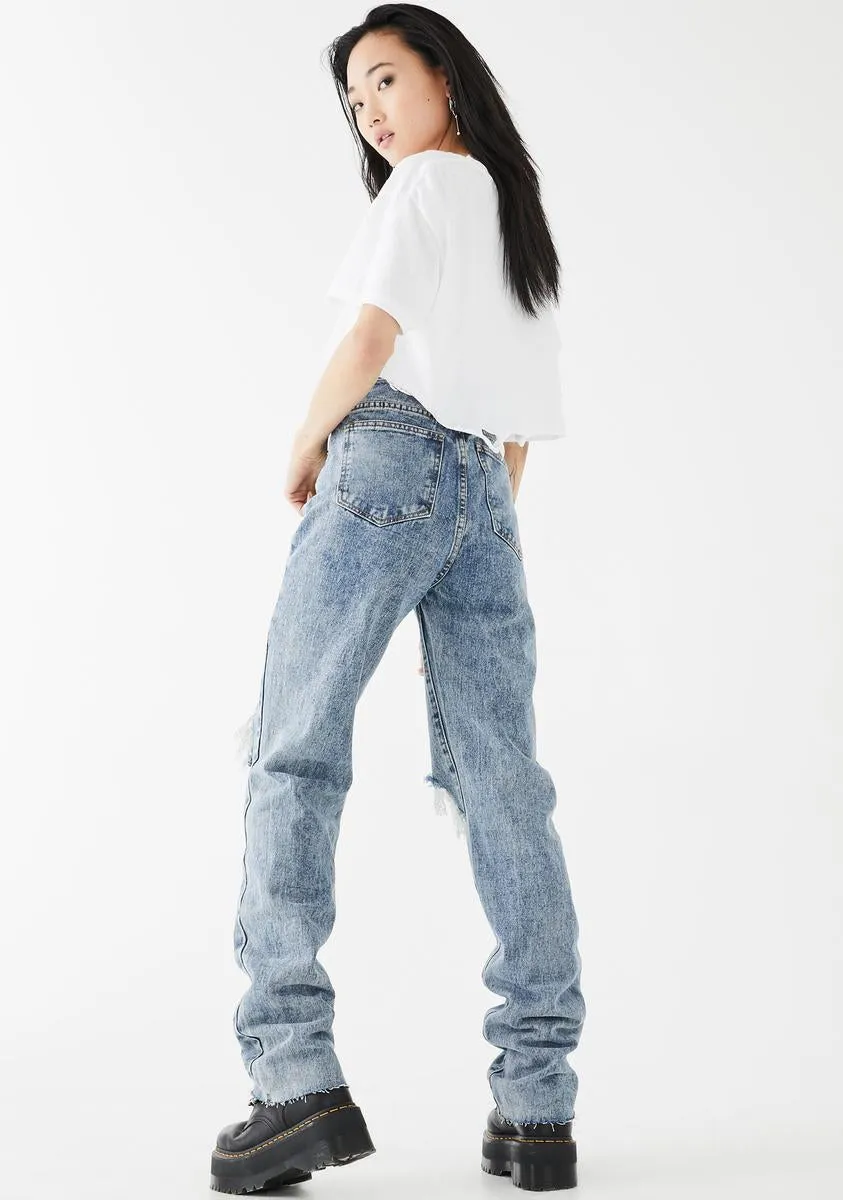 Mid Wash Long Straight Leg Jeans sold by Dolls Kill product image thumbnail 4
