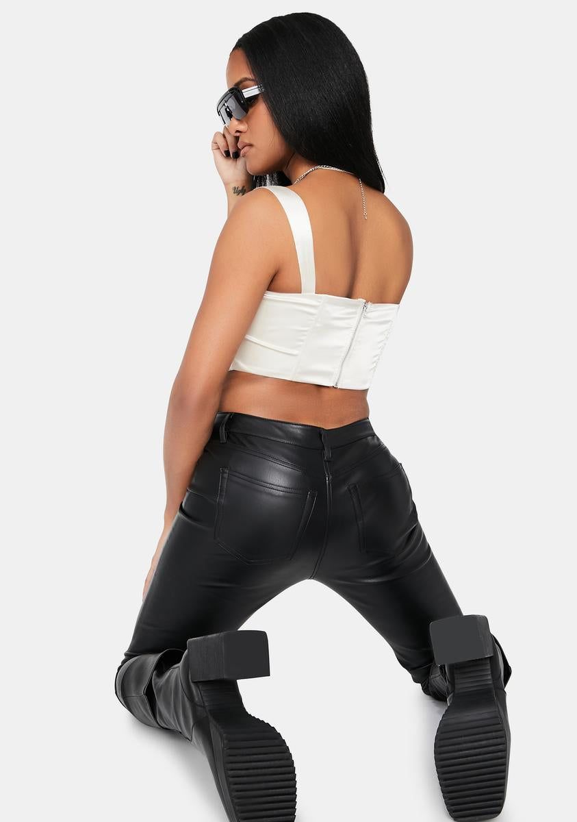 Ivory Secret Looks Satin Crop Tank Top sold by Dolls Kill product image thumbnail 4