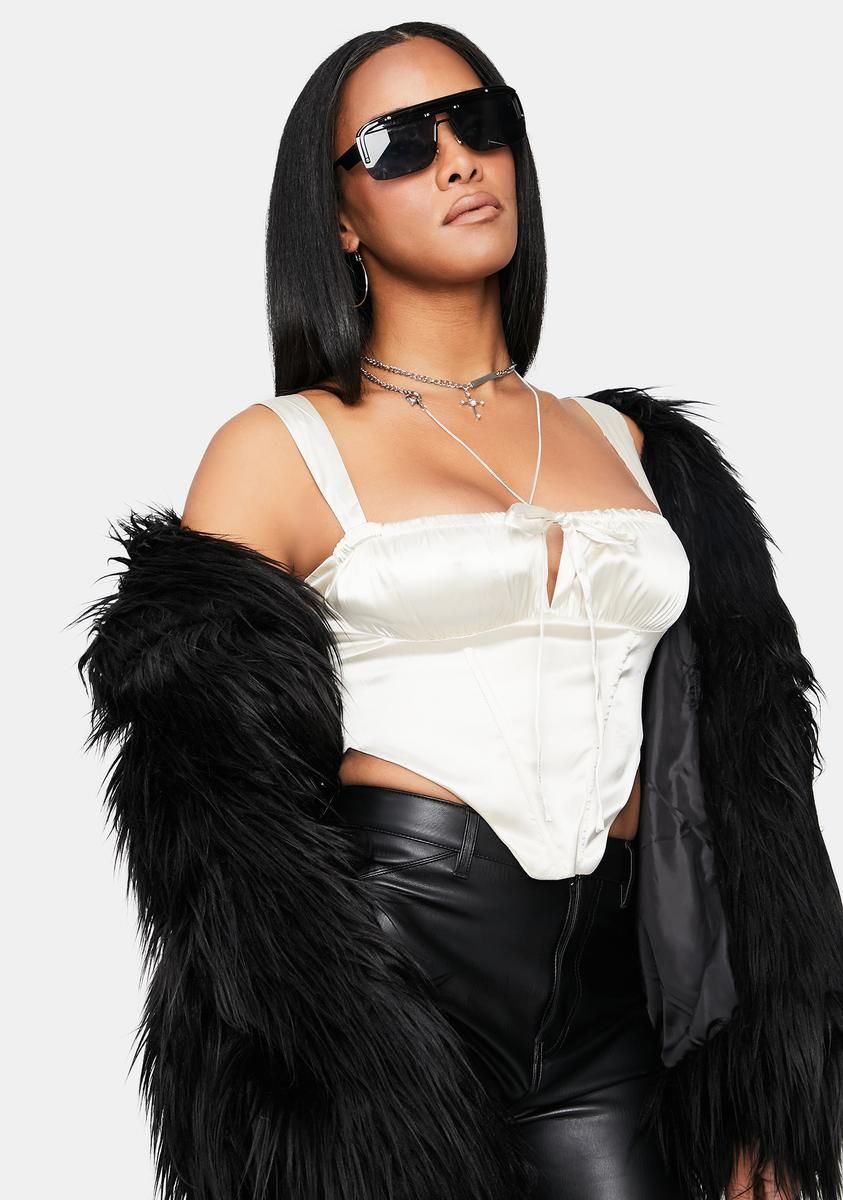 Ivory Secret Looks Satin Crop Tank Top sold by Dolls Kill product image thumbnail 2