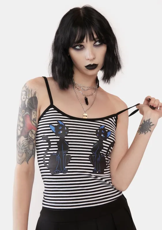 Purrrfect Moonlight Striped Tank sold by Dolls Kill