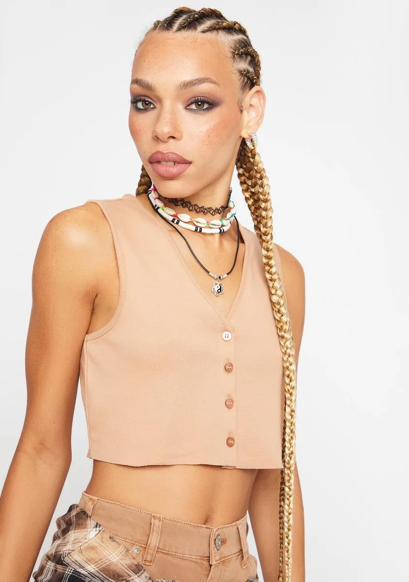 Tawny Button Through Tank sold by Dolls Kill product image thumbnail 2