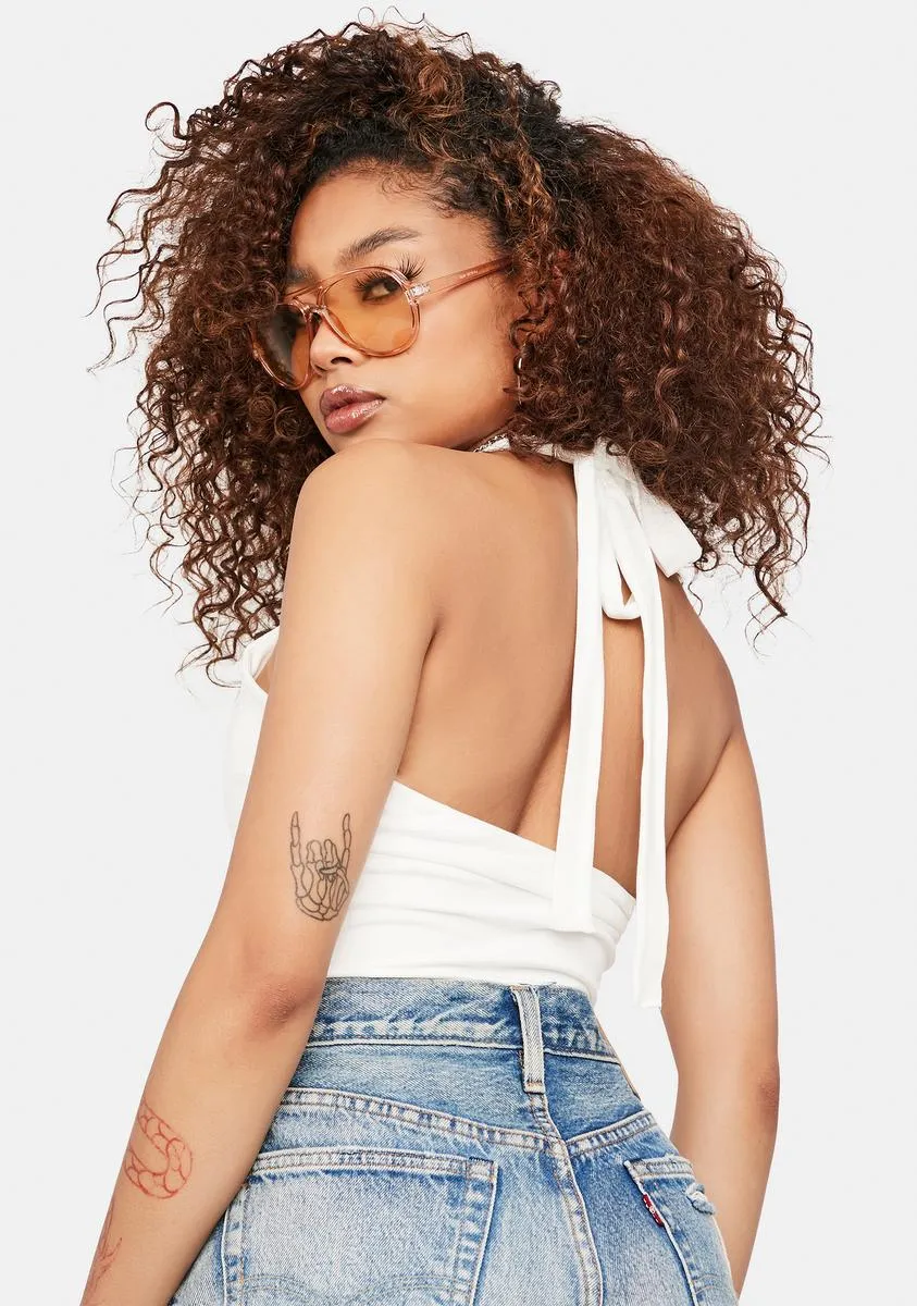 Ivory Starting Trouble Halter Bodysuit sold by Dolls Kill product image thumbnail 4