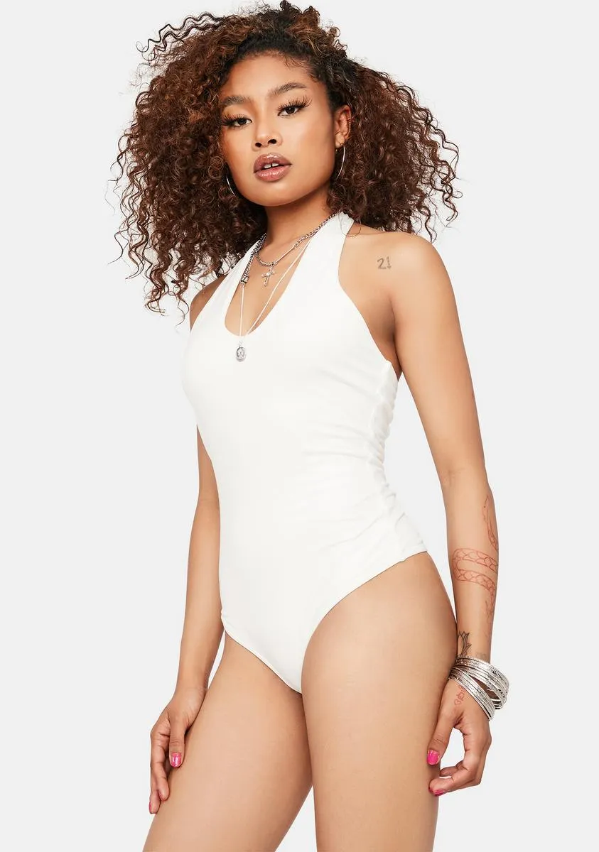 Ivory Starting Trouble Halter Bodysuit sold by Dolls Kill