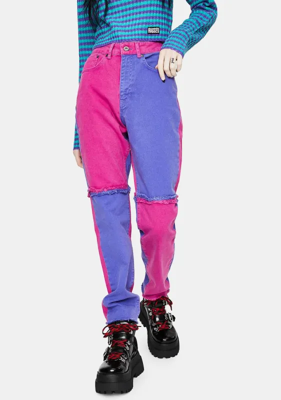 Purple Equilibrium Quarter Panel Jeans sold by Dolls Kill