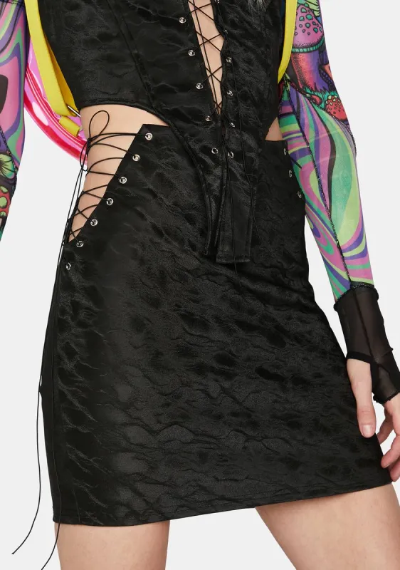 Wicked New Dramatics Lace-Up Skirt sold by Dolls Kill
