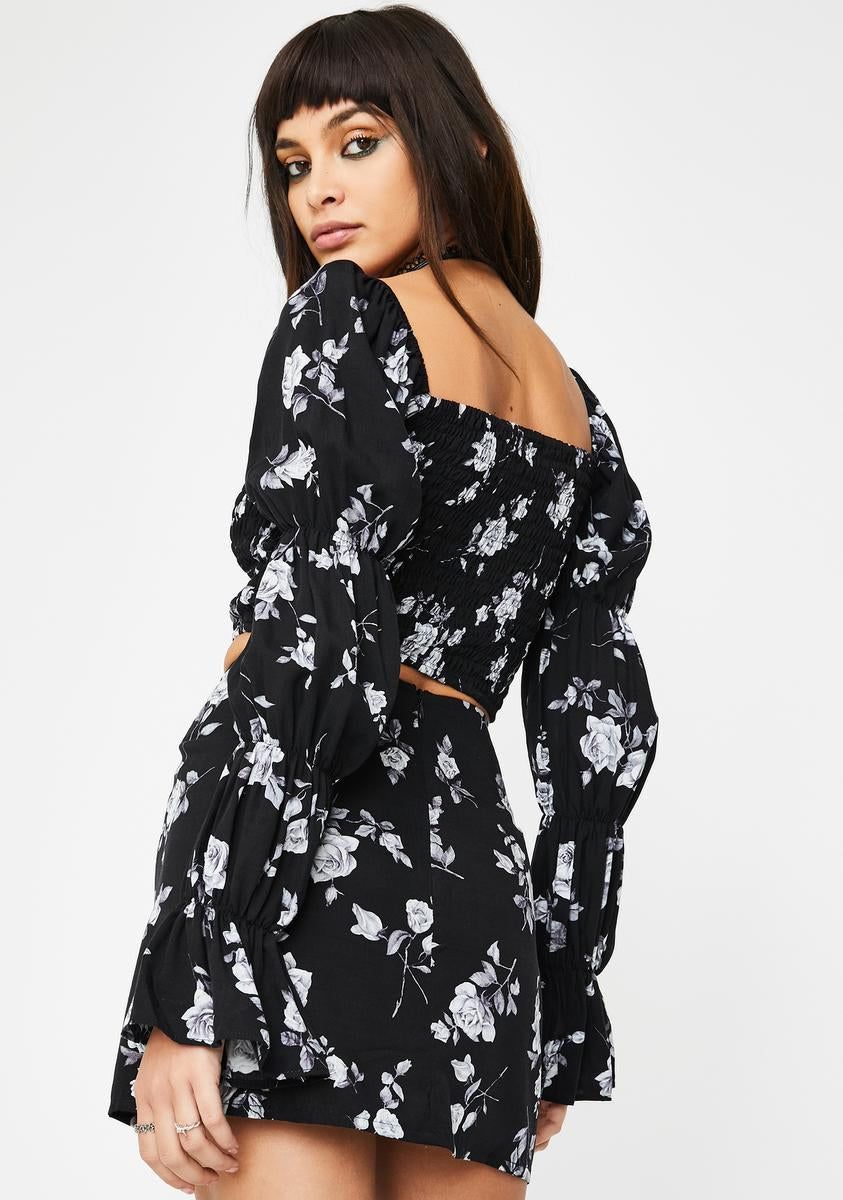 Black Rose Velina Crop Top sold by Dolls Kill product image thumbnail 4