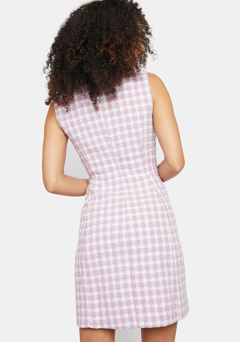 Lilac Houndstooth Print Mini Dress sold by Dolls Kill product image thumbnail 4
