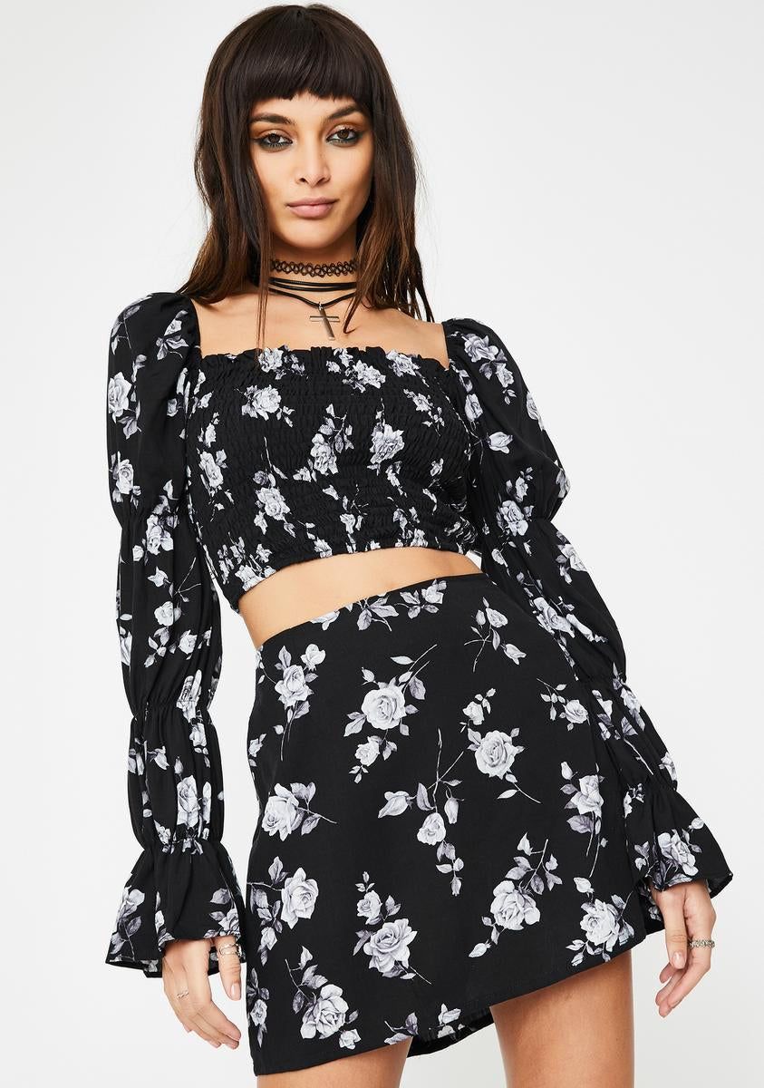 Black Rose Velina Crop Top sold by Dolls Kill product image thumbnail 2