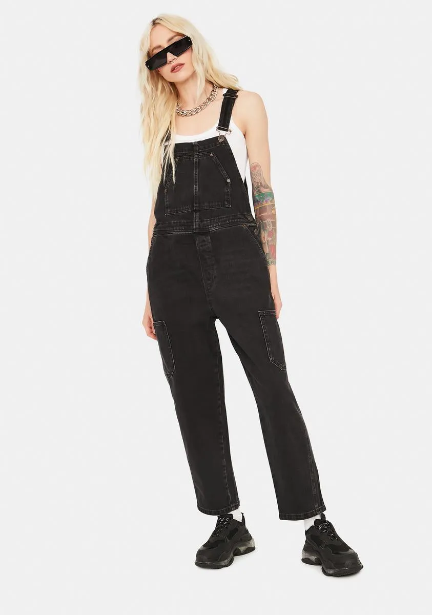 Black Workwear Dungarees sold by Dolls Kill product image thumbnail 3