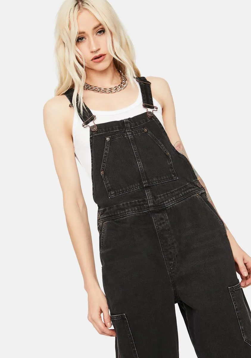 Black Workwear Dungarees sold by Dolls Kill