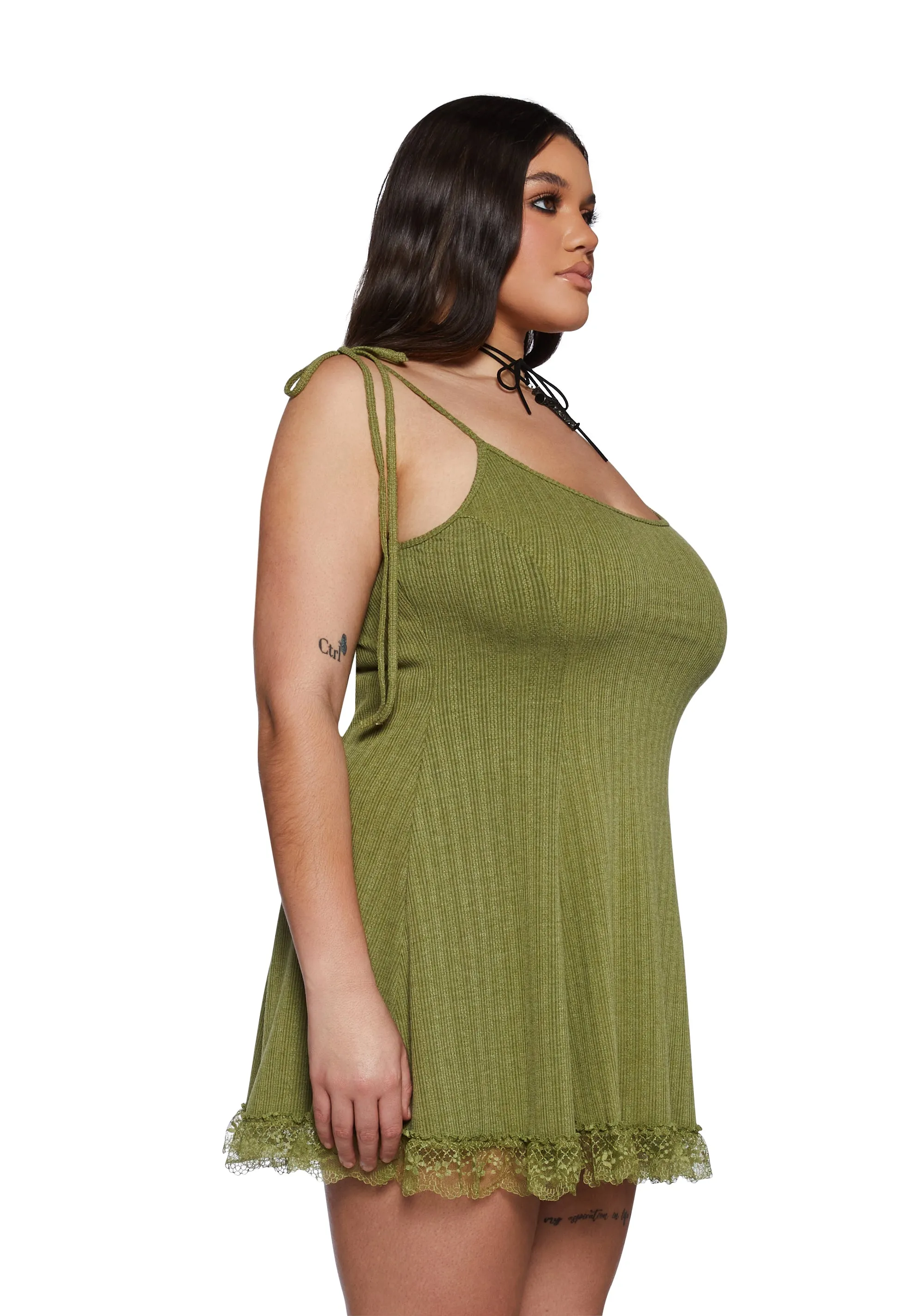 Plus Without A Care Fit N' Flare Dress - Green sold by Dolls Kill product image thumbnail 3