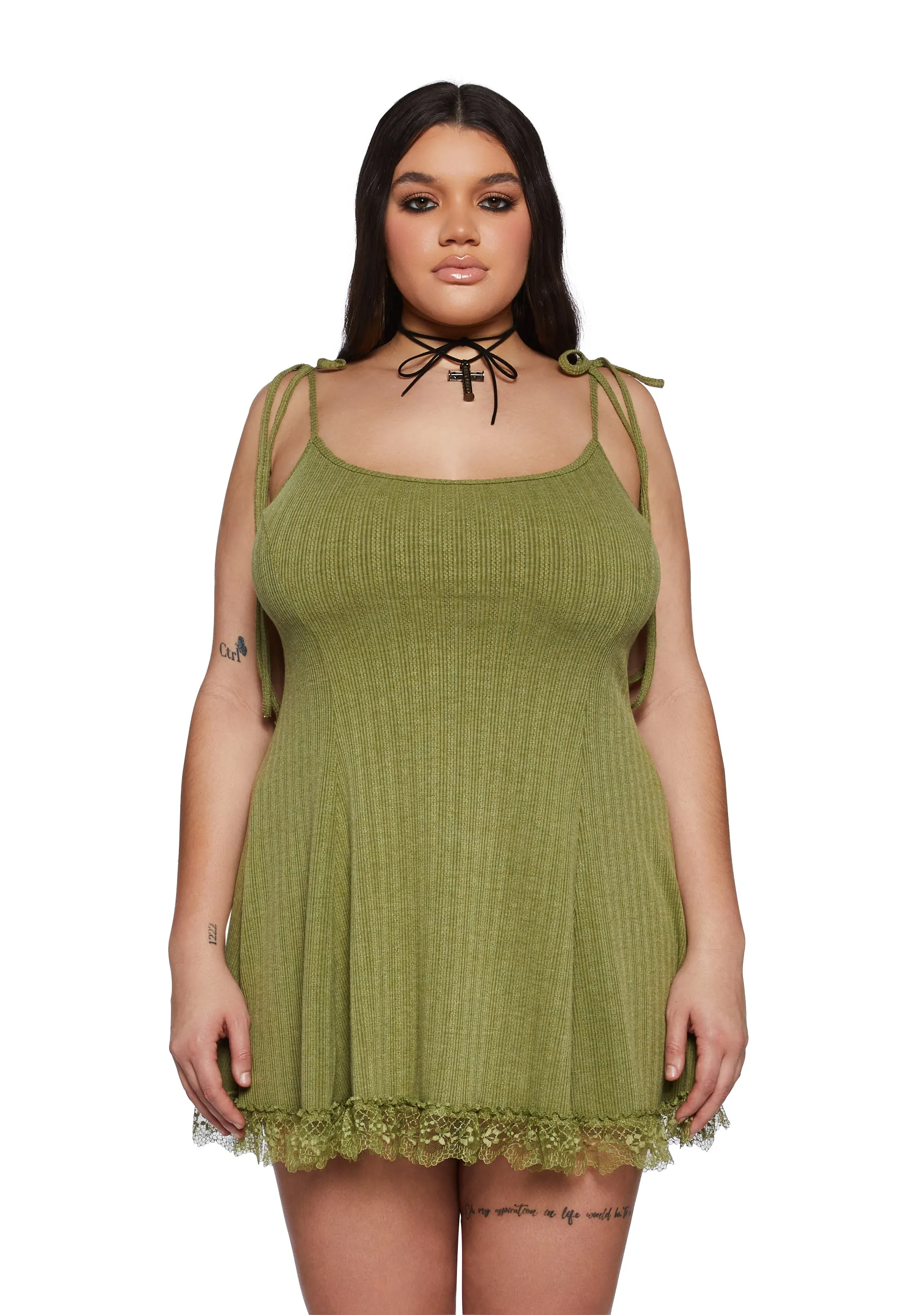 Plus Without A Care Fit N' Flare Dress - Green sold by Dolls Kill