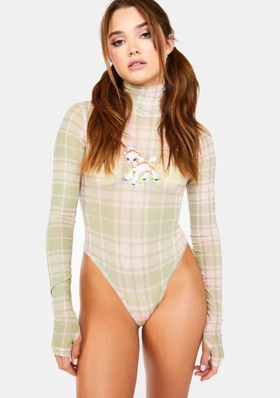 Dramatic Plaid Mesh Bodysuit sold by Dolls Kill