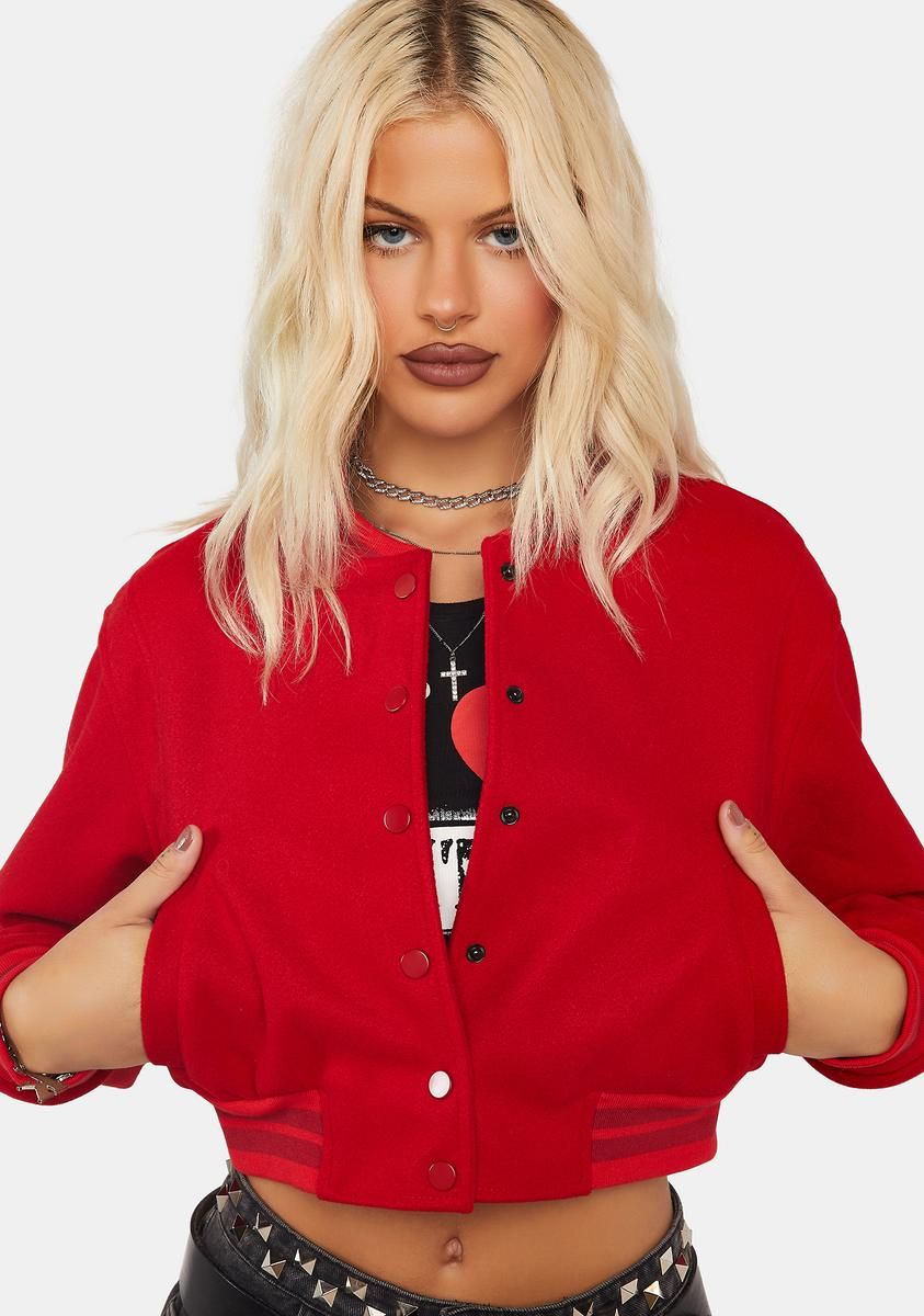 Davis Cropped Bomber Jacket sold by Dolls Kill