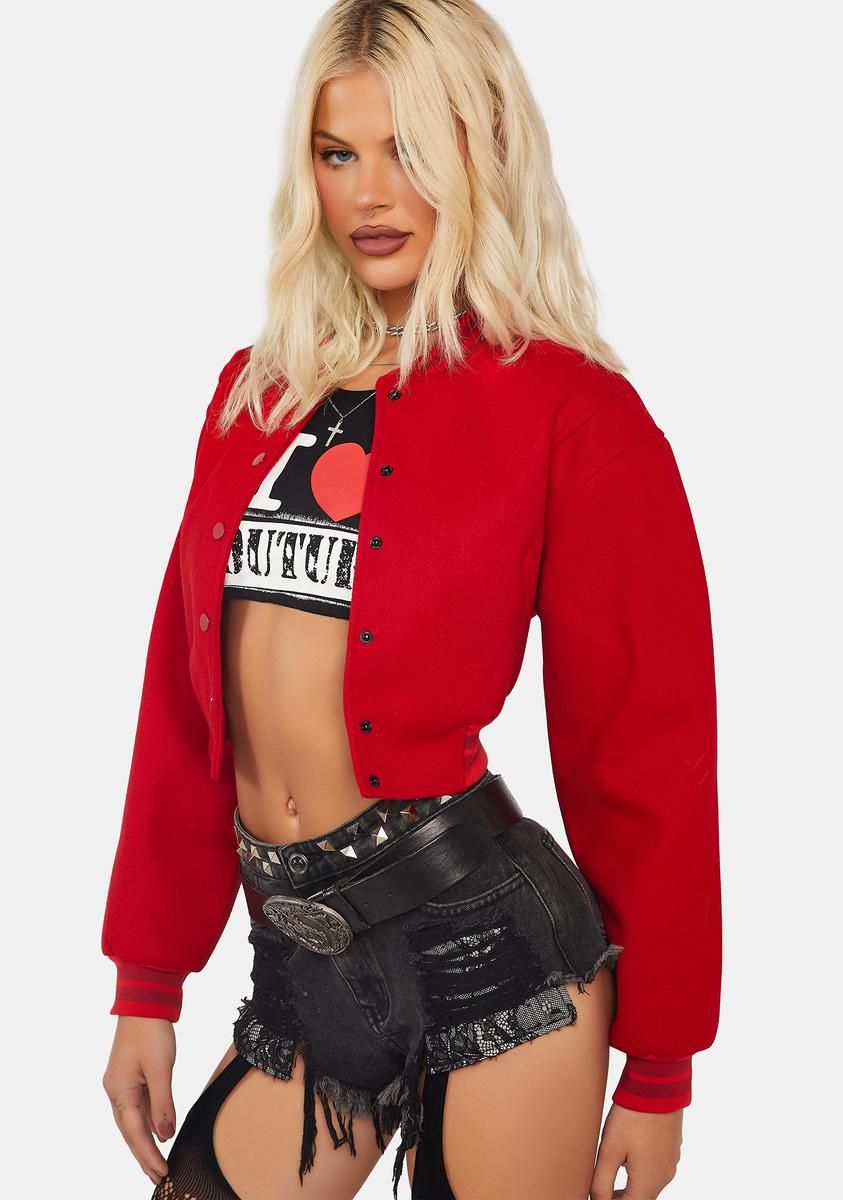 Davis Cropped Bomber Jacket sold by Dolls Kill product image thumbnail 2